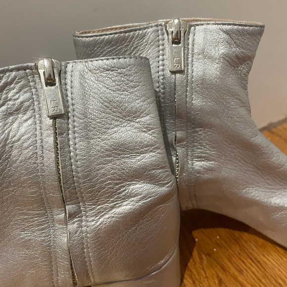 Silver Loeffler Randall Leather Booties with Block Heel - Picture 5 of 7